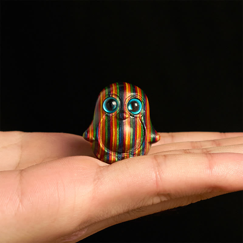 FREE Today: Positive and Creativity 2Pcs Mini Rainbow Eucalyptus Penguin Carved Decoration