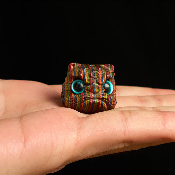 Buddha Stones 2Pcs Mini Rainbow Eucalyptus Dancing Lion Carved Balance Decoration