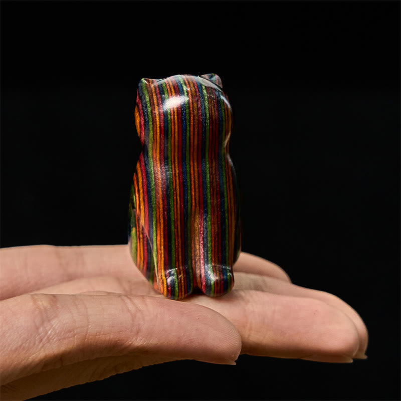 FREE Today: Creativity and Reduce Stress 2Pcs Mini Rainbow Eucalyptus Sitting Cat Carved Decoration