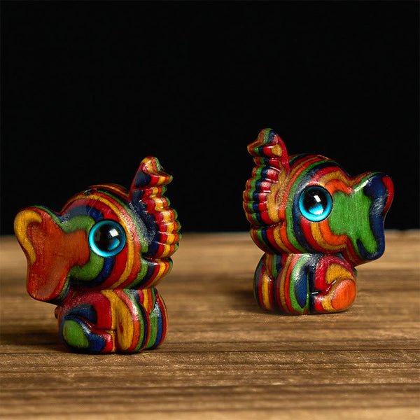 FREE Today: Reduce Stress and Strength 2Pcs Mini Rainbow Eucalyptus Elephant Carved Decoration