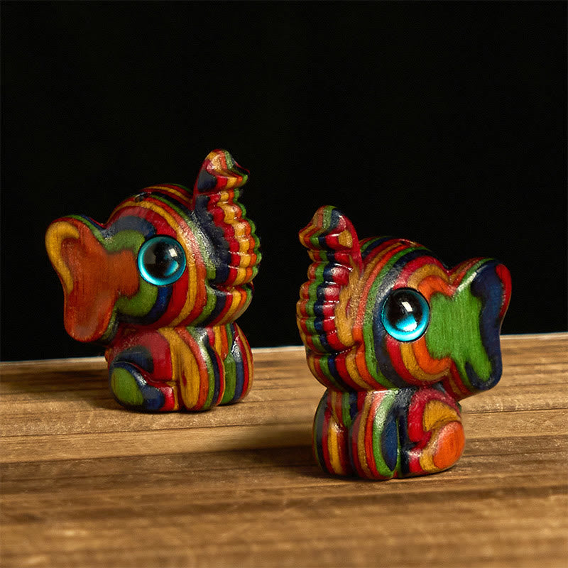 FREE Today: Reduce Stress and Strength 2Pcs Mini Rainbow Eucalyptus Elephant Carved Decoration