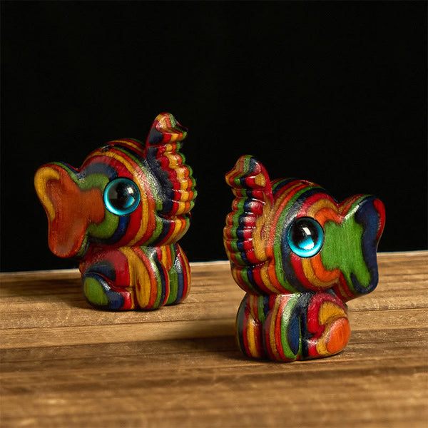 FREE Today: Reduce Stress and Strength 2Pcs Mini Rainbow Eucalyptus Elephant Carved Decoration