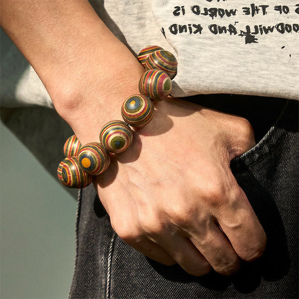 Buddha Stones Colorful Rainbow Eucalyptus Balance Bracelet