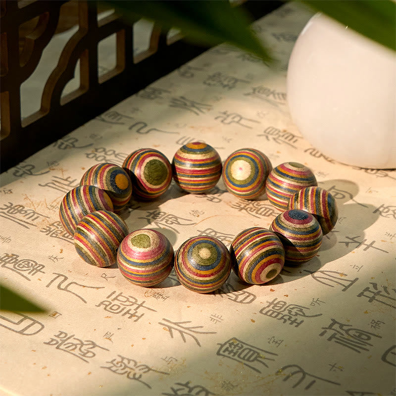 Buddha Stones Colorful Rainbow Eucalyptus Balance Bracelet