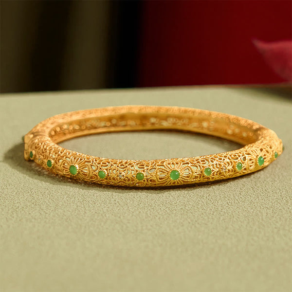 FREE Today: Wealth and Healing Hollow Filigree Design Copper Plated Gold Bracelet Bangle