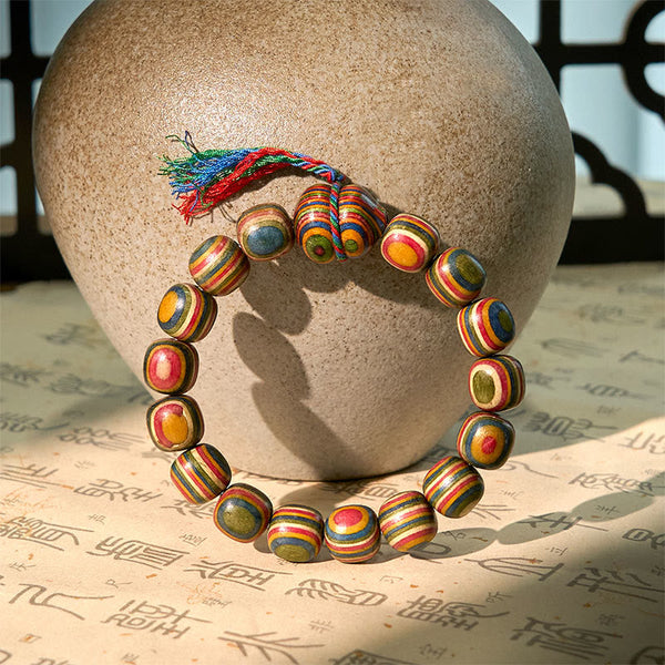 Buddha Stones Colorful Rainbow Eucalyptus Gourd Positive Bracelet