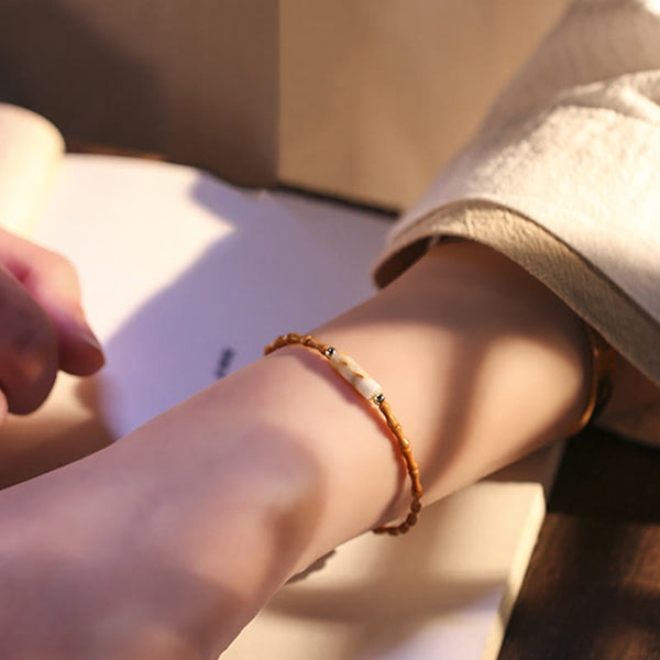 Buddha Stones Ultra-fine Olive Pit Peace Bracelet