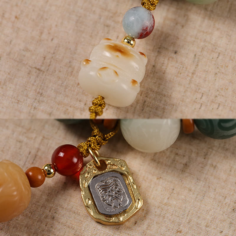 Buddha Stones Gradient Bodhi Seed Om Mani Padme Hum Carved Zakiram Peace Bracelet