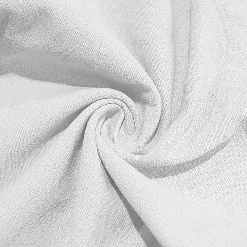 Buddha Stones Solid Color Buttons Drawstring Men's Cotton Pants With Pockets