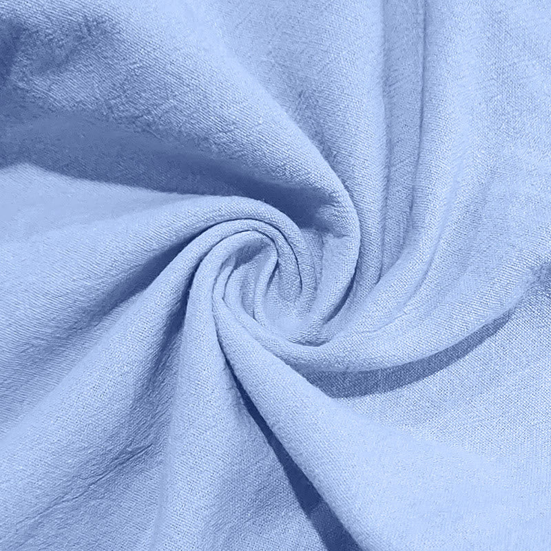 Buddha Stones Solid Color Buttons Drawstring Men's Cotton Pants With Pockets