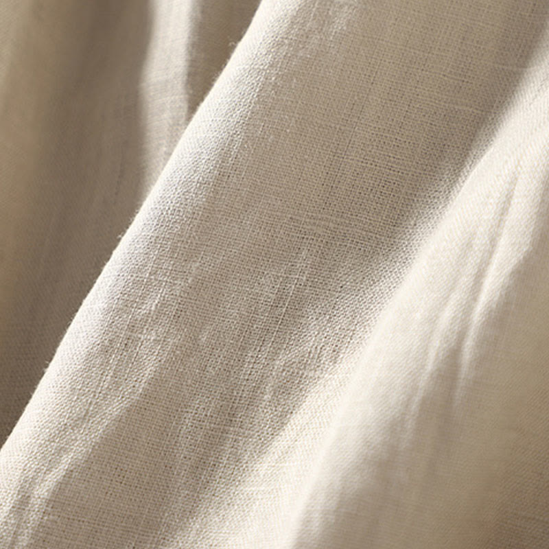 Buddha Stones Casual Vintage Buttons Design Women's Cotton Linen Coat With Pockets