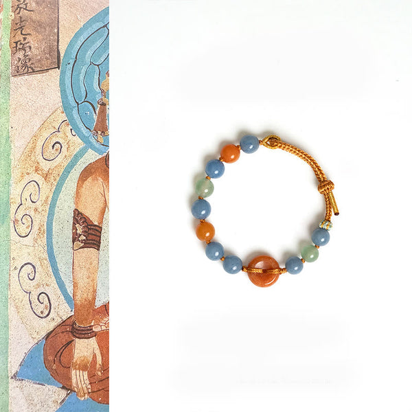 Buddha Stones Colored Aventurine Peace Buckle Cure Bracelet