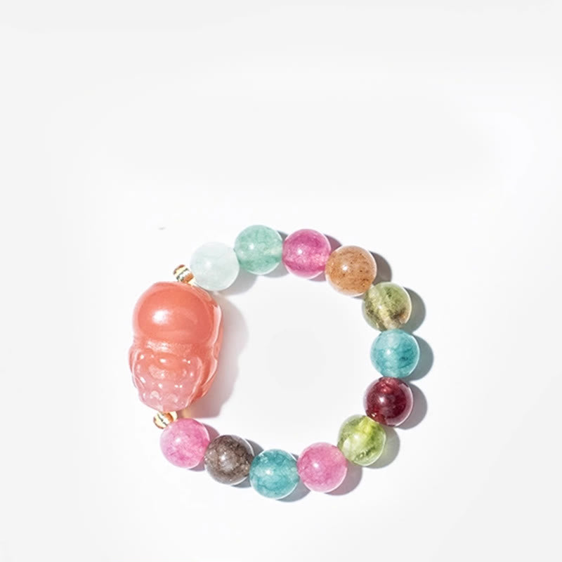 Buddha Stones Natural Tourmaline Manjusri Bodhisattva Pattern Positive Ring