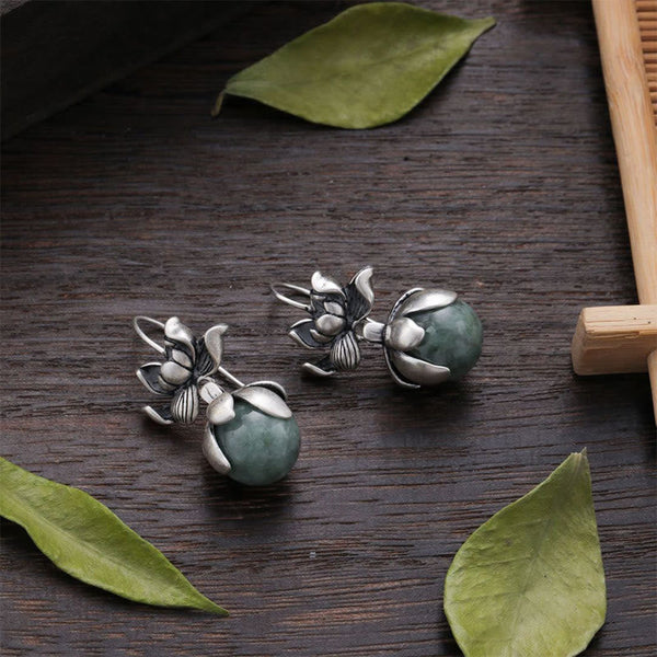 Buddha Stones Lotus Round Bead Copper Enlightenment Earrings