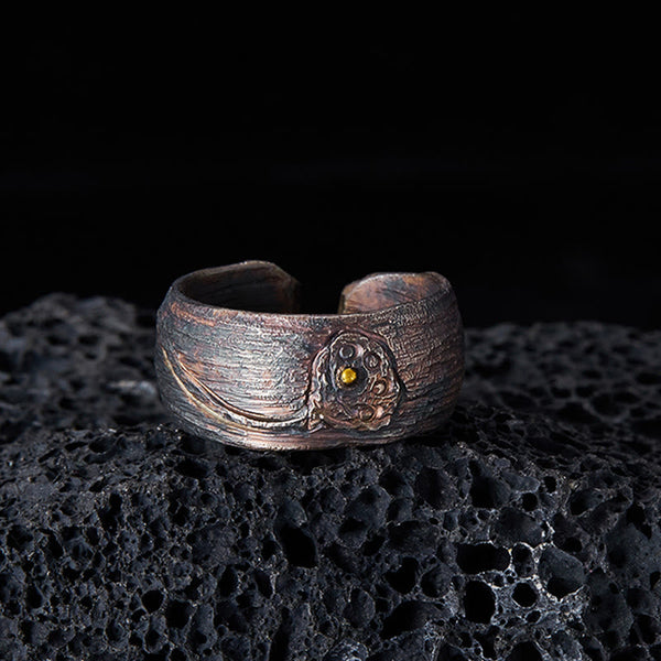 Buddha Stones 999 Sterling Silver Lotus Balance Ring