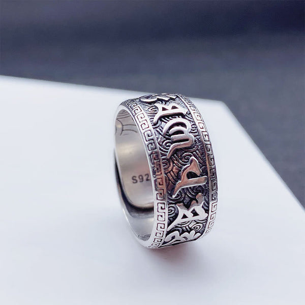 Buddha Stones Om Mani Padme Hum Copper Adjustable Wealth Ring