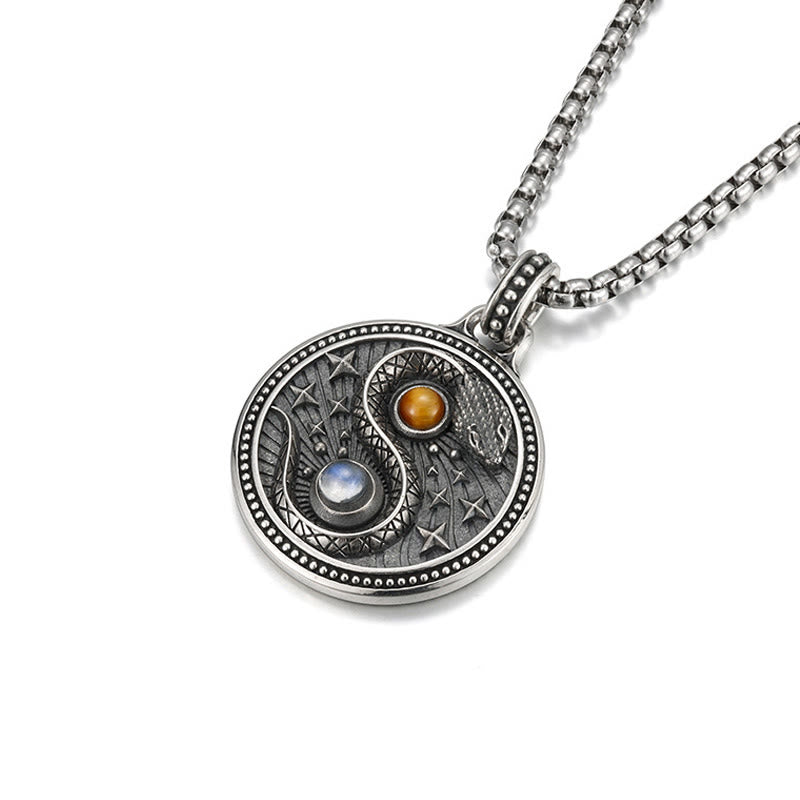Buddha Stones Snack Yin Yang Symbol Copper Wealth Necklace Pendant