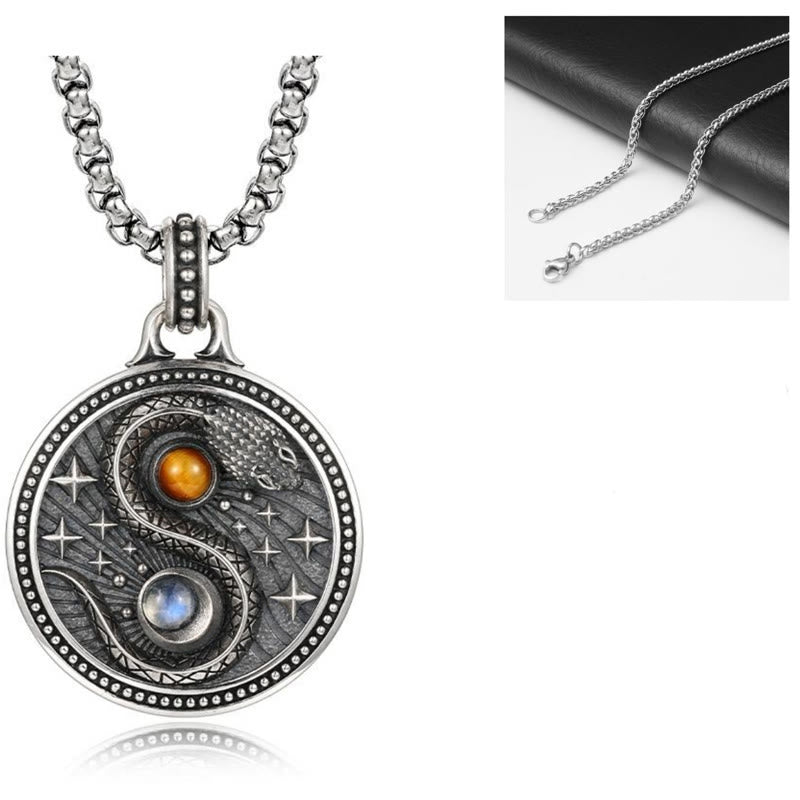 Buddha Stones Snack Yin Yang Symbol Copper Wealth Necklace Pendant