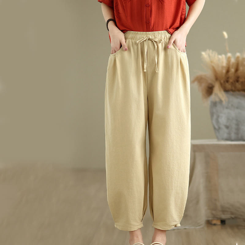 Buddha Stones 2pcs Casual Women's Short Sleeve Shirt Harem Pants Meditation Clothing Set
