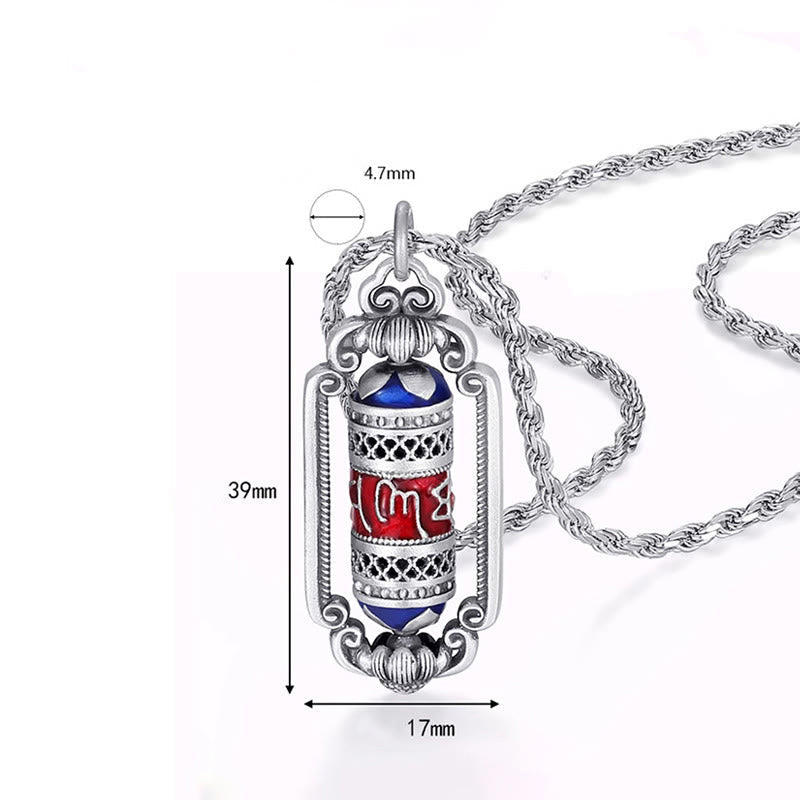 Buddha Stones Vintage Om Mani Padme Hum Prayer Wheel Copper Luck Pendant