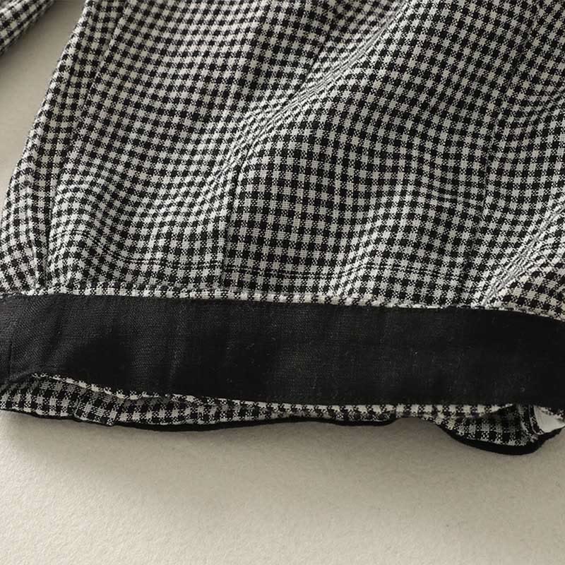 Buddha Stones Plaid Pattern Drawstring Women's Cotton Linen Harem Pants With Pockets