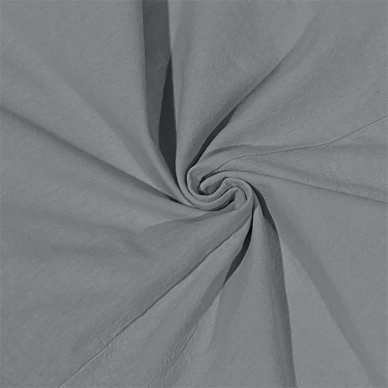 Buddha Stones Solid Color Fall Lace-up Men's V-Neck Long Sleeve Cotton Shirt