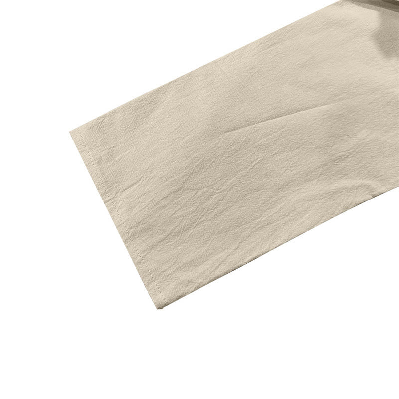 Buddha Stones Solid Color Fall Lace-up Men's V-Neck Long Sleeve Cotton Shirt