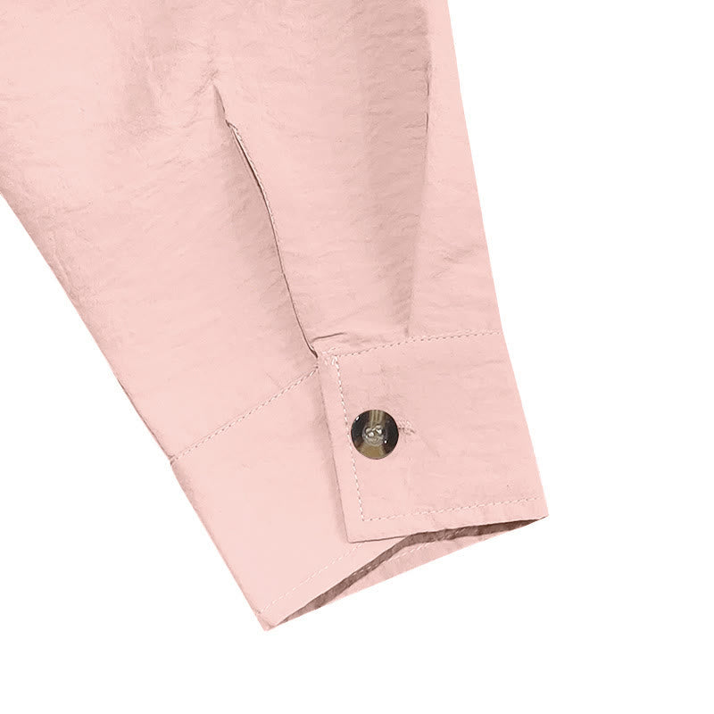 Buddha Stones Solid Color Buttons Fall Long Sleeve Linen Men's Shirt