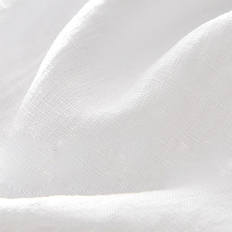 Buddha Stones Solid Summer Short Sleeve Buttons Linen Men's Shirt With Pockets