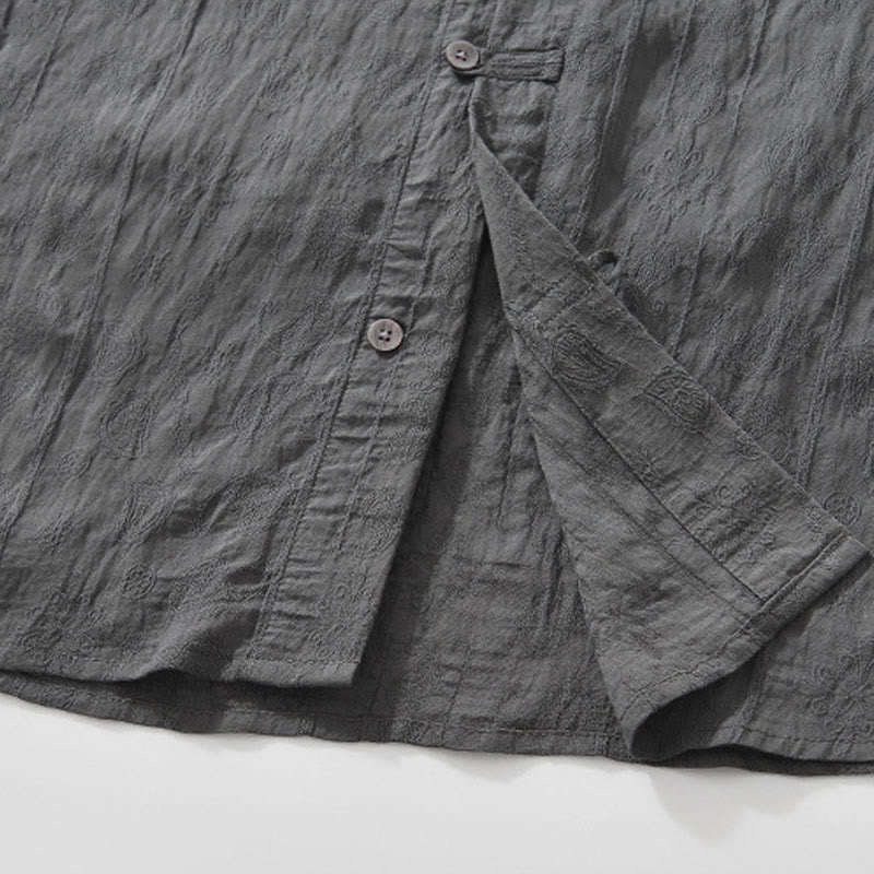 Buddha Stones Summer Short Sleeve Buttons Men's Shirt With Two Pockets