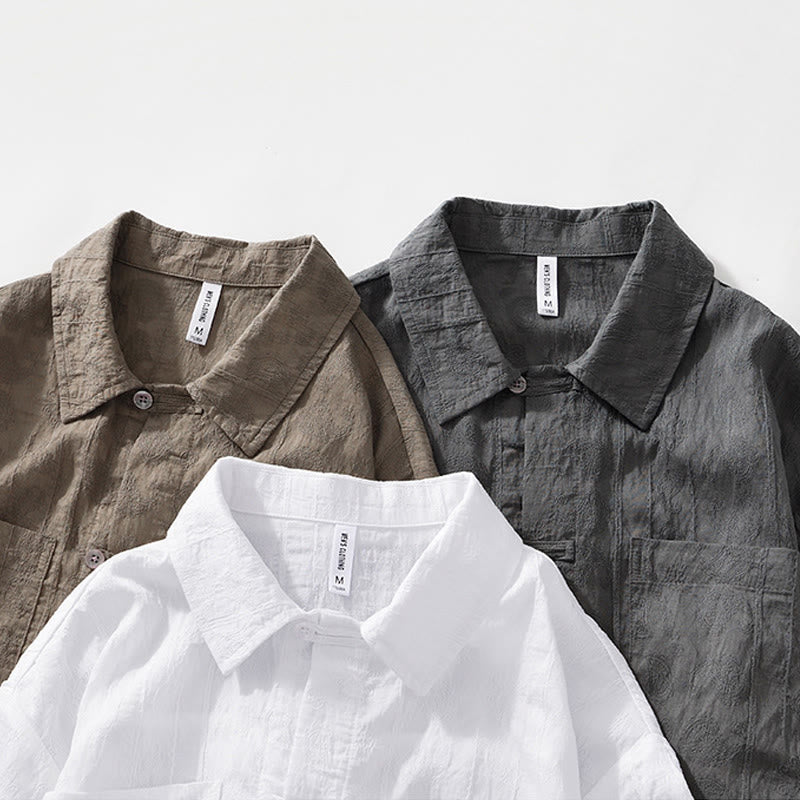 Buddha Stones Summer Short Sleeve Buttons Men's Shirt With Two Pockets