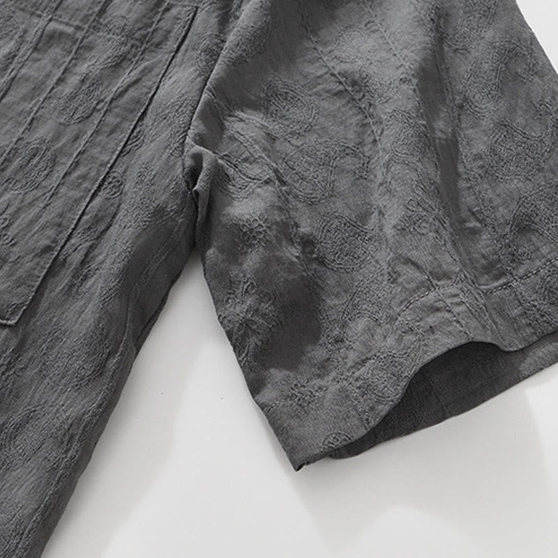 Buddha Stones Summer Short Sleeve Buttons Men's Shirt With Two Pockets