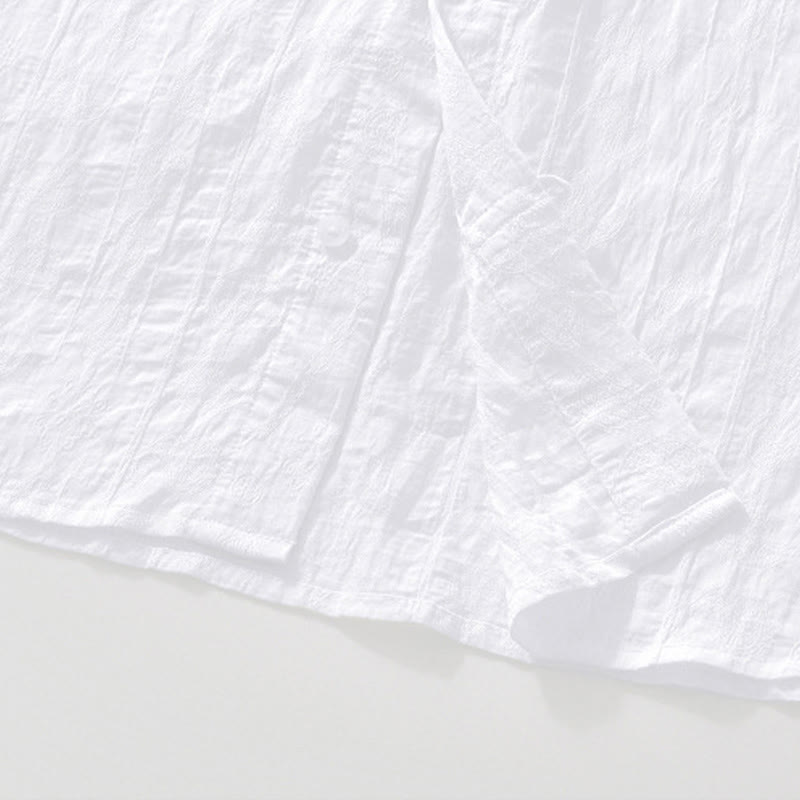 Buddha Stones Summer Short Sleeve Buttons Men's Shirt With Two Pockets