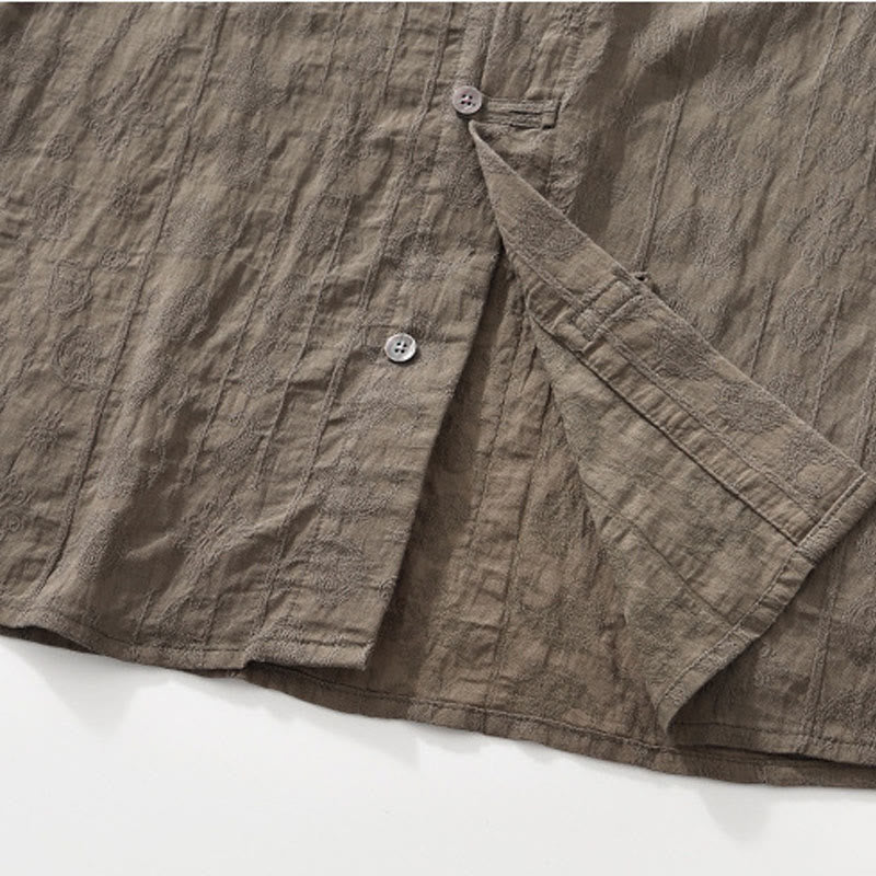 Buddha Stones Summer Short Sleeve Buttons Men's Shirt With Two Pockets