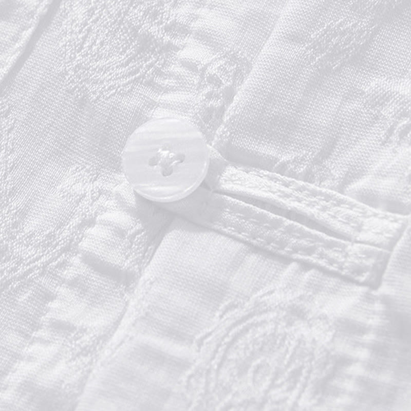 Buddha Stones Summer Short Sleeve Buttons Men's Shirt With Two Pockets