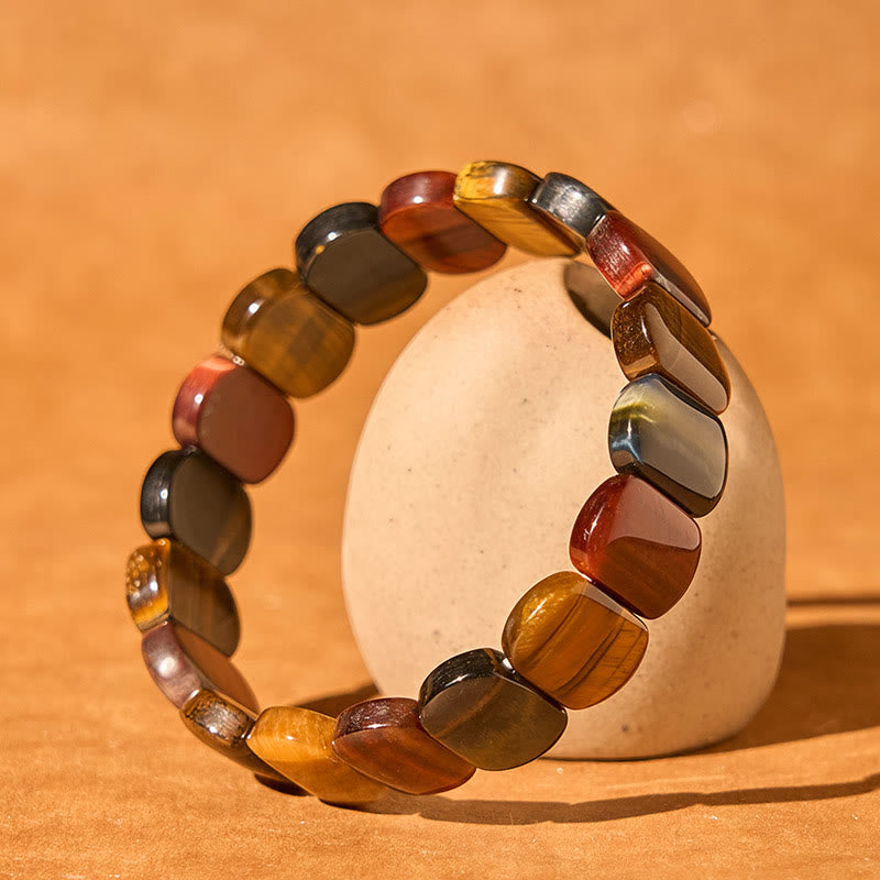 Buddha Stones Natural Colored Tiger Eye Oval Beads Strength Bracelet