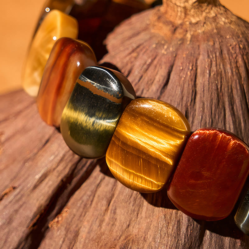 Buddha Stones Natural Colored Tiger Eye Oval Beads Strength Bracelet