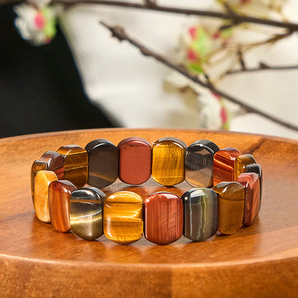 Buddha Stones Natural Colored Tiger Eye Oval Beads Strength Bracelet