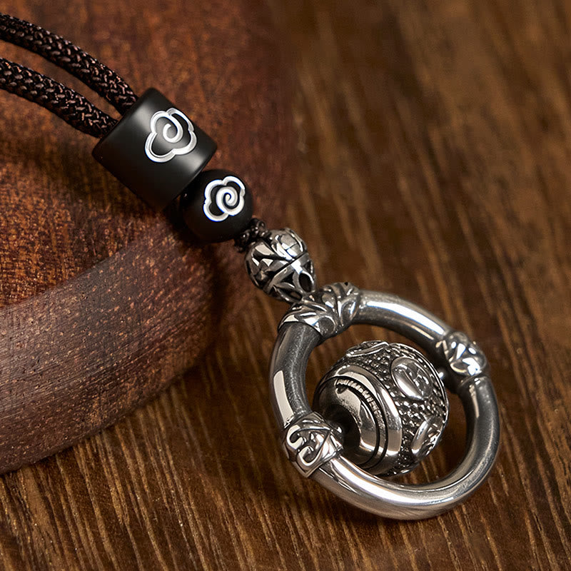 FREE Today: Wealth Wisdom Om Mani Padme Hum Copper Plated Silver Rotating Necklace Pendant