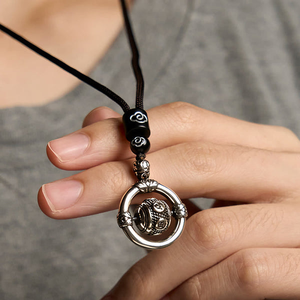 FREE Today: Wealth Wisdom Om Mani Padme Hum Copper Plated Silver Rotating Necklace Pendant