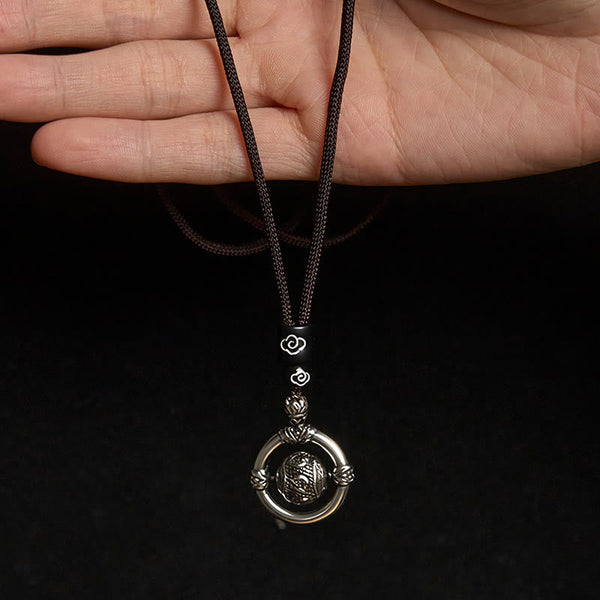 FREE Today: Wealth Wisdom Om Mani Padme Hum Copper Plated Silver Rotating Necklace Pendant