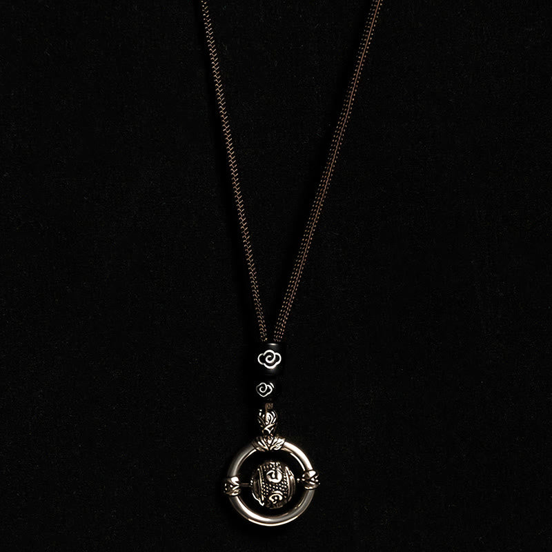 FREE Today: Wealth Wisdom Om Mani Padme Hum Copper Plated Silver Rotating Necklace Pendant