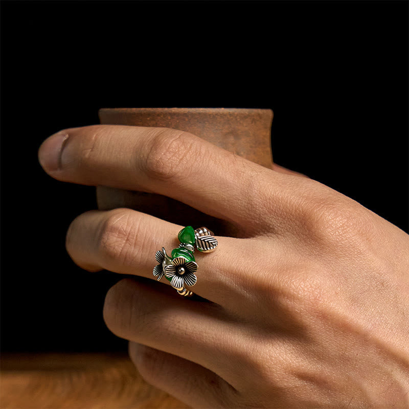 FREE Today: Luck and Balance Flower Pattern Copper Alloy Elastic Rope Ring