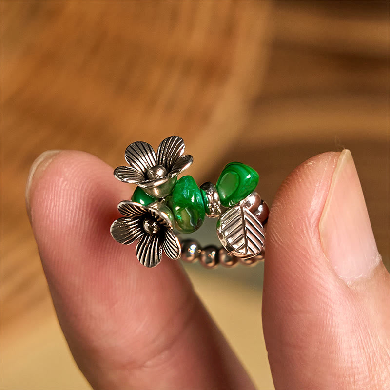 FREE Today: Luck and Balance Flower Pattern Copper Alloy Elastic Rope Ring