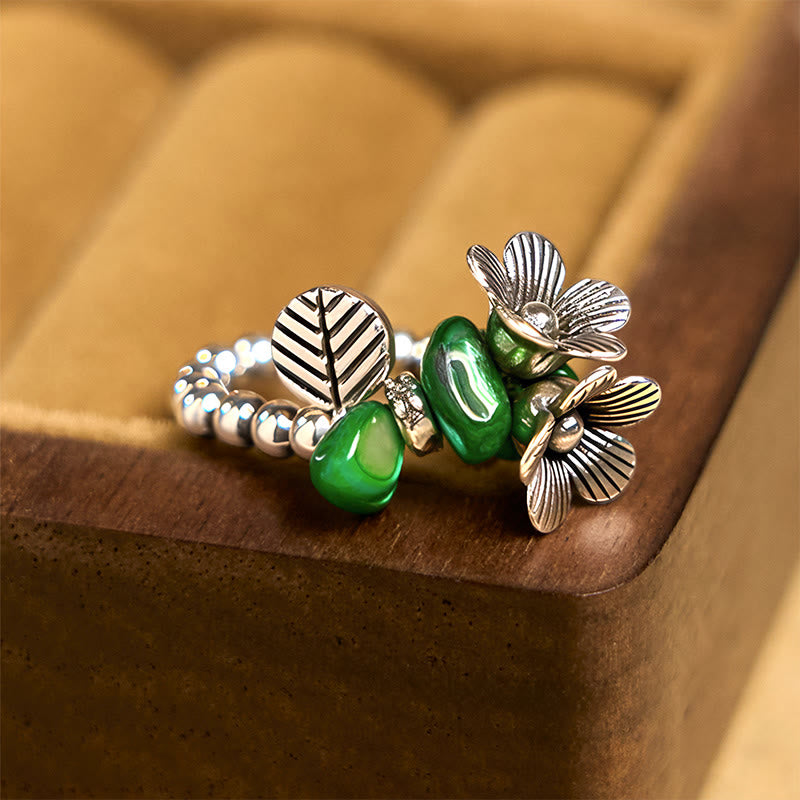 FREE Today: Luck and Balance Flower Pattern Copper Alloy Elastic Rope Ring