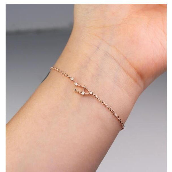 Starluxe Zodiac Crystal Charm Bracelet – 12 Constellation Edition (Gold-Tone Chain)