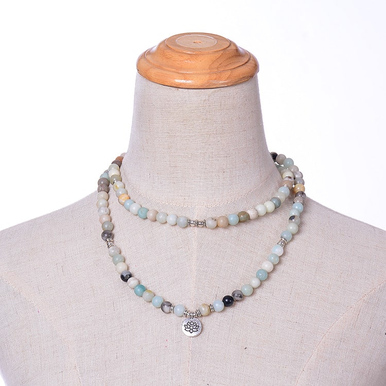Harmony Flow Amazonite Mala Beads – 108 Tibetan Prayer Beads for Meditation & Clarity