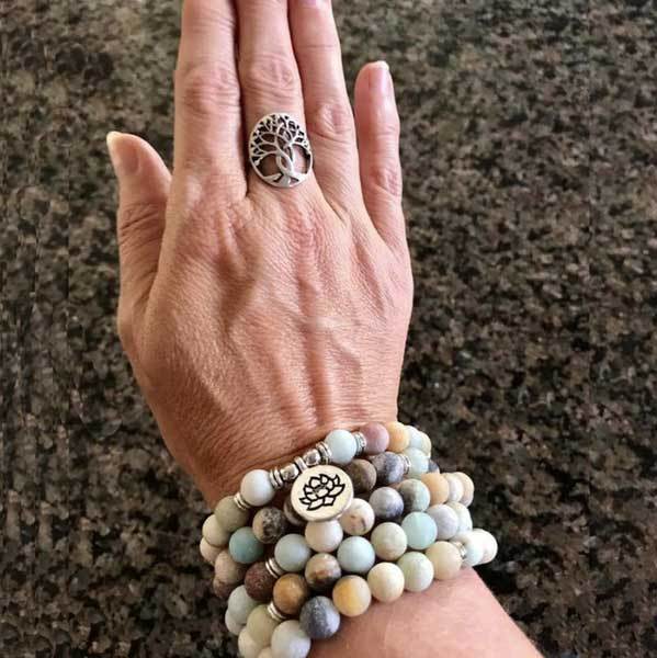 Harmony Flow Amazonite Mala Beads – 108 Tibetan Prayer Beads for Meditation & Clarity