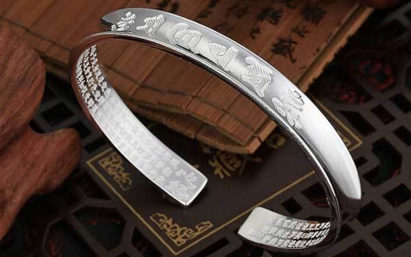 Sacred Wisdom Tibetan Cuff – Om Mantra & Heart Sutra Bracelet