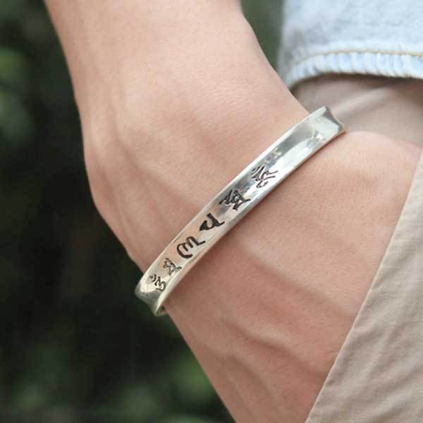 Sacred Wisdom Tibetan Cuff – Om Mantra & Heart Sutra Bracelet
